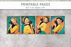 vintage junk journal pages, retro girls Product Image 2