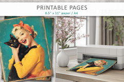 vintage junk journal pages, retro girls Product Image 3