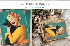 vintage junk journal pages, retro girls Product Image 4