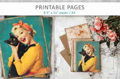 vintage junk journal pages, retro girls Product Image 5
