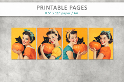vintage junk journal pages, smiling women halloween Product Image 2