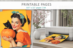 vintage junk journal pages, smiling women halloween Product Image 4