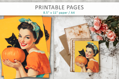 vintage junk journal pages, smiling women halloween Product Image 5