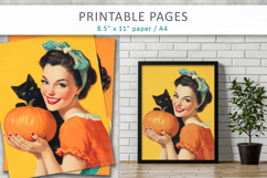 vintage junk journal pages, smiling women halloween Product Image 6
