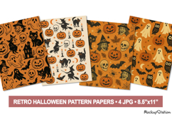 Retro Halloween Witch &amp; Pumpkin Scrapbook Pages Vintage Product Image 1