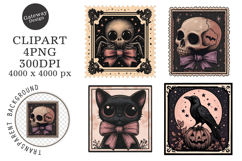 Retro Halloween Stamp Clipart Product Image 1