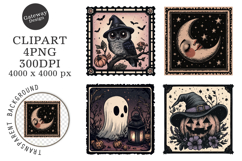 Retro Halloween Stamp Clipart Product Image 1