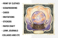 Retro Halloween Stamp Clipart PNG Product Image 2