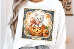 Retro Halloween Stamp Clipart PNG Product Image 3