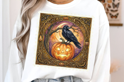 Retro Halloween Stamp Clipart PNG Product Image 3