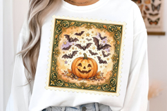 Retro Halloween Stamp Clipart PNG Product Image 3
