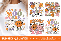 Retro Halloween Sublimation PNG, Ghost Pumpkin Designs Product Image 1