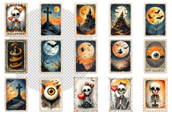 Retro Halloween stamp, vintage watercolor clipart Product Image 2