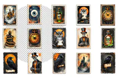 Retro Halloween stamp, vintage watercolor clipart Product Image 2