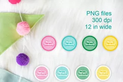 Retro Happy Birthday Stickers PNG files Set of 16
