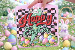 Happy Easter PNG, Easter Egg PNG, Bunny Retro Easter PNG Product Image 3