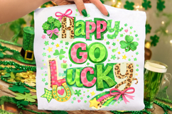 Happy Go Lucky St Patrick's Day PNG, Shamrock PNG, Irish PNG Product Image 2