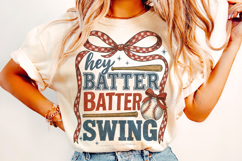 Baseball Hey Batter Batter Swing PNG, Baseball Coquette PNG Product Image 1