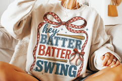 Baseball Hey Batter Batter Swing PNG, Baseball Coquette PNG Product Image 2