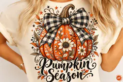 Pumpkin Season PNG, Vintage Floral Pumpkin Design Product Image 1