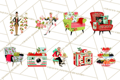 Midcentury Modern Christmas Clip Art, Retro Holiday PNG Product Image 5