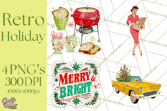 Midcentury Modern Christmas Clip Art, Retro Holiday PNG Product Image 1