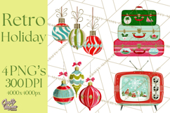 Midcentury Modern Christmas Clip Art, Retro Holiday PNG Product Image 1