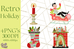 Midcentury Modern Christmas Clip Art, Retro Holiday PNG Product Image 1