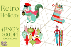 Midcentury Modern Christmas Clip Art, Retro Holiday PNG Product Image 1