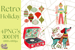 Midcentury Modern Christmas Clip Art, Retro Holiday PNG Product Image 1
