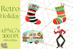 Midcentury Modern Christmas Clip Art, Retro Holiday PNG Product Image 1