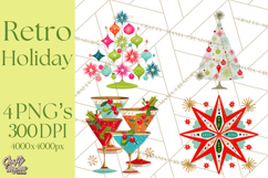 Midcentury Modern Christmas Clip Art, Retro Holiday PNG Product Image 1
