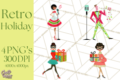 Midcentury Modern Christmas Clip Art, Retro Holiday PNG Product Image 1