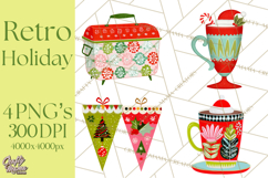 Midcentury Modern Christmas Clip Art, Retro Holiday PNG Product Image 1