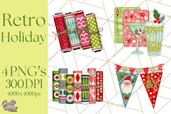 Midcentury Modern Christmas Clip Art, Retro Holiday PNG Product Image 1