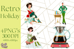 Midcentury Modern Christmas Clip Art, Retro Holiday PNG Product Image 1