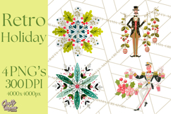 Midcentury Modern Christmas Clip Art, Retro Holiday PNG Product Image 1