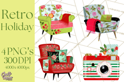 Midcentury Modern Christmas Clip Art, Retro Holiday PNG Product Image 1