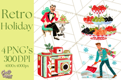 Midcentury Modern Christmas Clip Art, Retro Holiday PNG Product Image 1