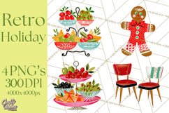 Midcentury Modern Christmas Clip Art, Retro Holiday PNG Product Image 1