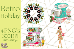 Midcentury Modern Christmas Clip Art, Retro Holiday PNG Product Image 1