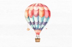 Retro Hot Air Balloon Watercolor Sublimation Clipart Product Image 4