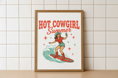 Retro Hot Cowgirl Summer Surfing Graphic Product Image 5