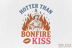 Retro Hotter Than a Bonfire Kiss Cowgirl Design Product Image 1