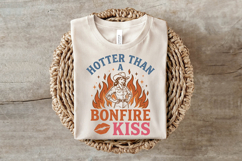 Retro Hotter Than a Bonfire Kiss Cowgirl Design Product Image 3