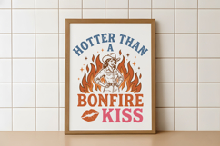 Retro Hotter Than a Bonfire Kiss Cowgirl Design Product Image 5