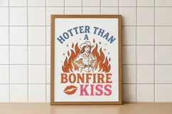 Retro Hotter Than a Bonfire Kiss Cowgirl Design Product Image 5