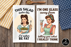 Retro Housewife Cooking Hand Towel PNG Product Image 1