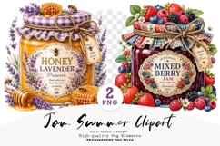 Retro Jam Summer Watercolor Clipart Bundle PNG Product Image 1