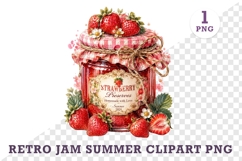 Retro Jam Summer Watercolor Clipart Bundle PNG Product Image 1